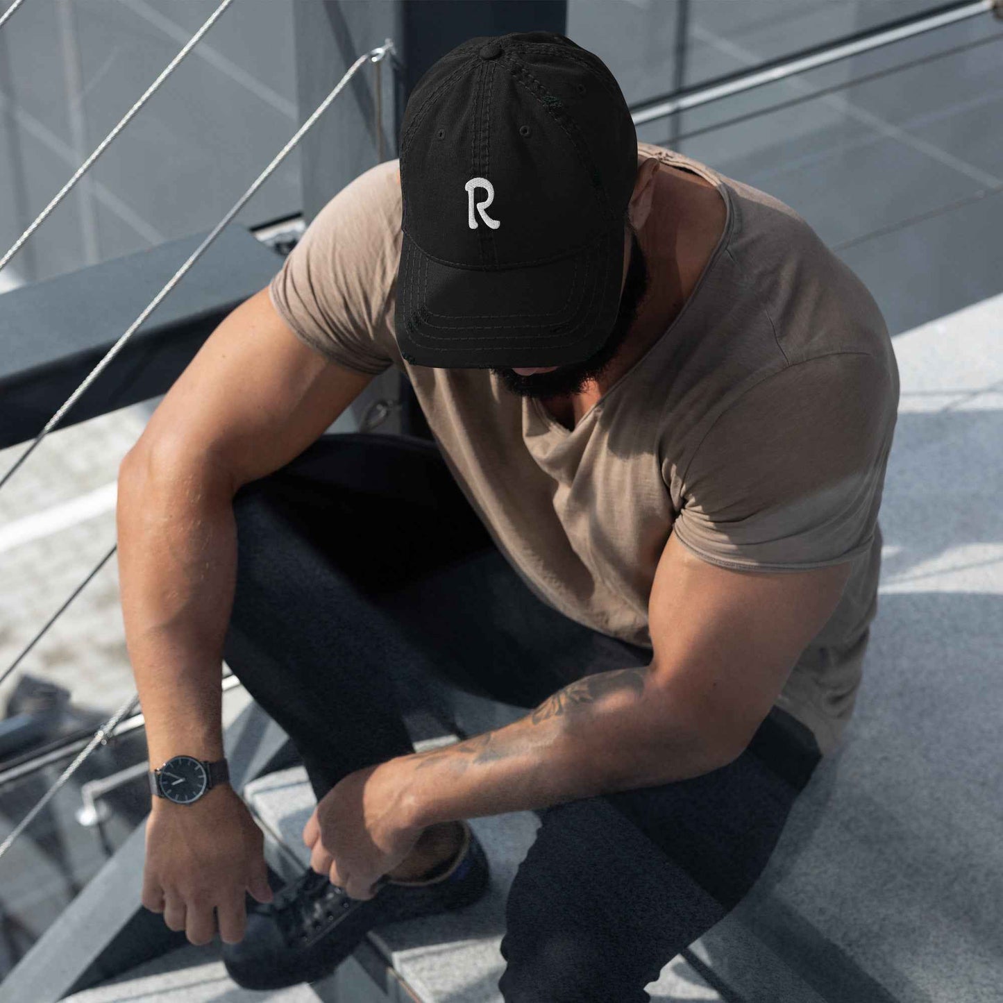 RILEY RU Embroidered Logo Distressed Dad Hat