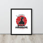 Framed poster with a silhouette of a warrior holding a sword against a red sun, with 'Japanese Warrior' text.