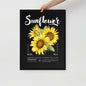Poster with sunflower design and text on a white background