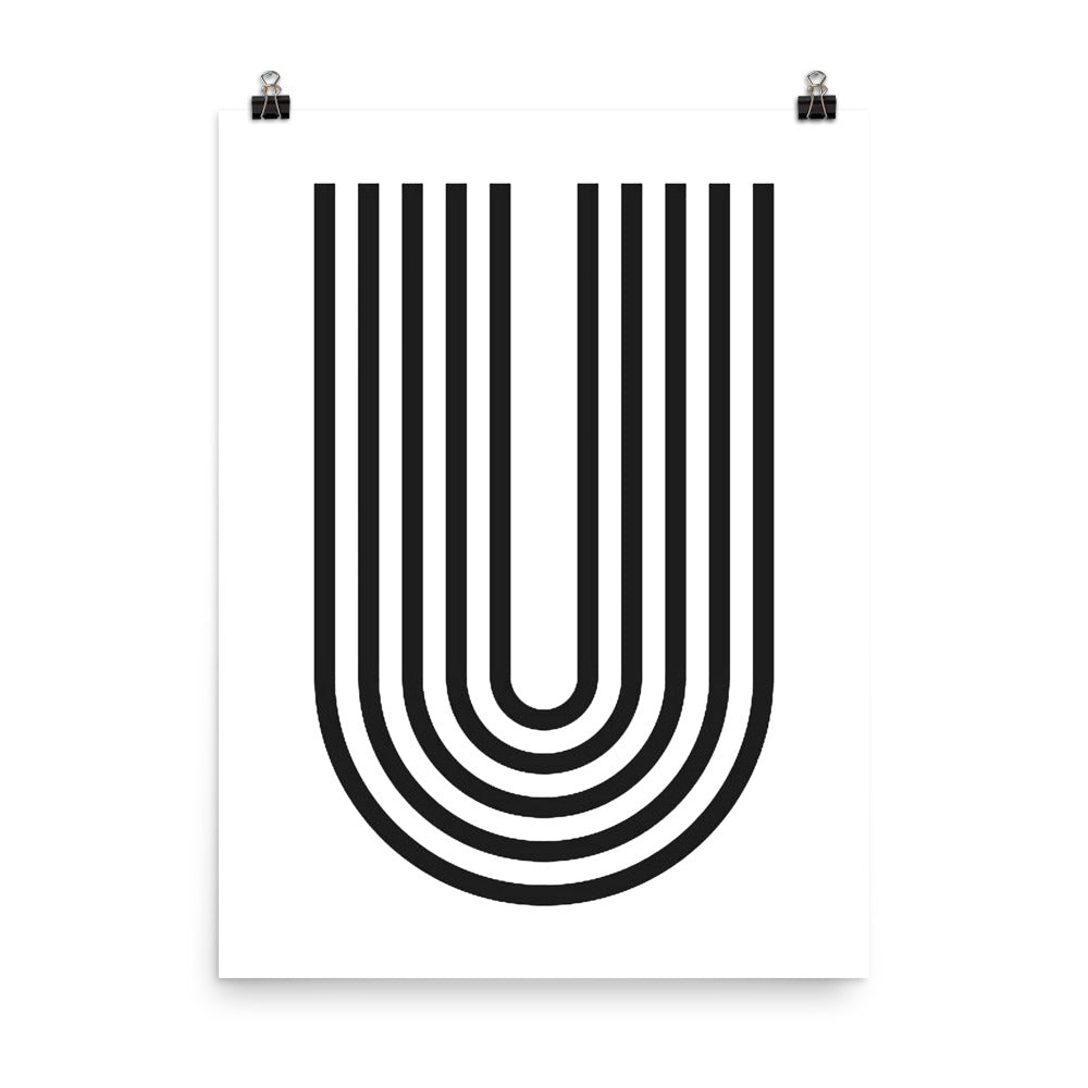 Black letter 'U' design on a white background