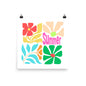 Colorful floral design with 'Summer' text on a white background