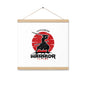 Framed poster with Japanese warrior design on a white background