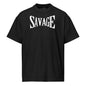 Black t-shirt with 'SAVAGE' printed in white on a white background