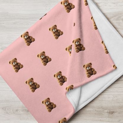RILEY RU Teddy Bear Pink Throw Blanket