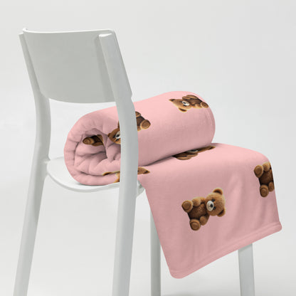 RILEY RU Teddy Bear Pink Throw Blanket