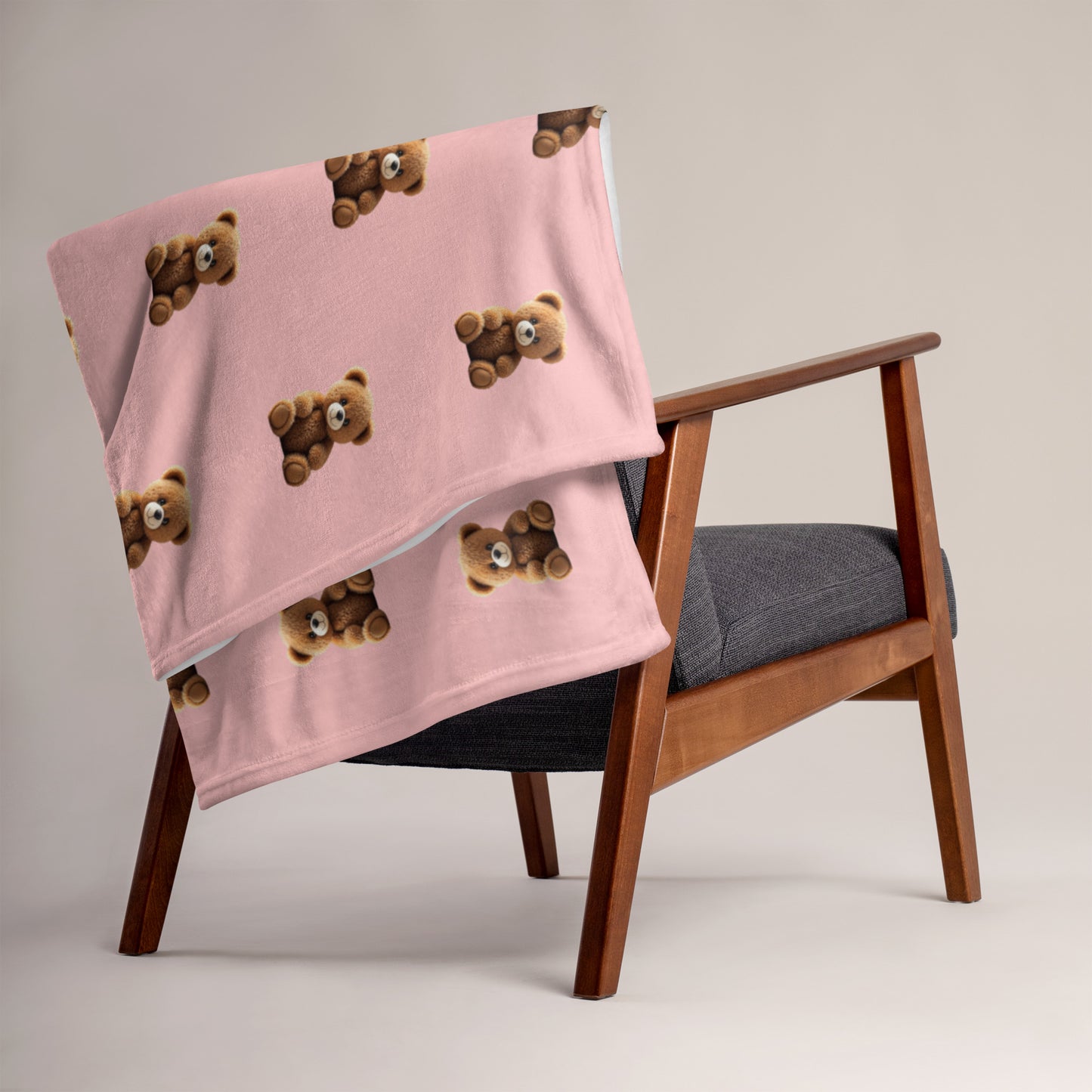 RILEY RU Teddy Bear Pink Throw Blanket