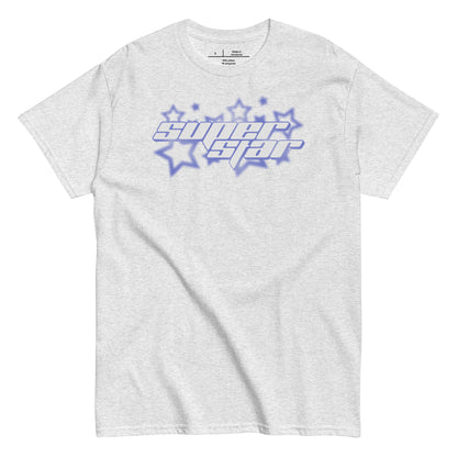 Gray t-shirt with 'Super Star' graphic design on a white background
