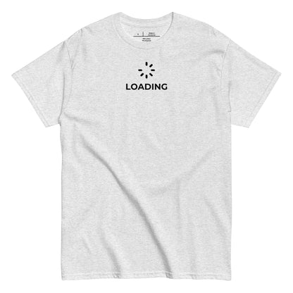 Gray t-shirt with 'LOADING' text and symbol on a white background