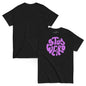 Black t-shirt with 'Stay Weird' in purple on a white background