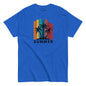 Blue t-shirt with 'Summer' design featuring palm trees on a white background