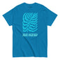 Blue t-shirt with a graphic design and 'Be Kind' text on a white background