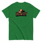Green t-shirt with 'HOWDY' and a cowboy hat graphic on a white background