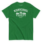 Green t-shirt with white text 'Highschool Varsity League' on a white background