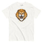 White t-shirt with a lion graphic and 'Stay Wild' text on a white background