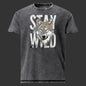 Black t-shirt with a wolf graphic and 'Stay Wild' text on a white background