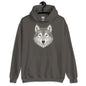 Navy blue hoodie with emoji designs and text on a white background