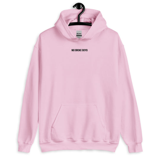 NO BROKE BOYS Black Embroidered Lyrics Unisex Hoodie