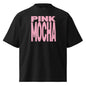 Black t-shirt with pink 'PINK MOCHA' text on a white background