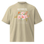 Beige t-shirt with floral design and 'Blossom' text on a white background