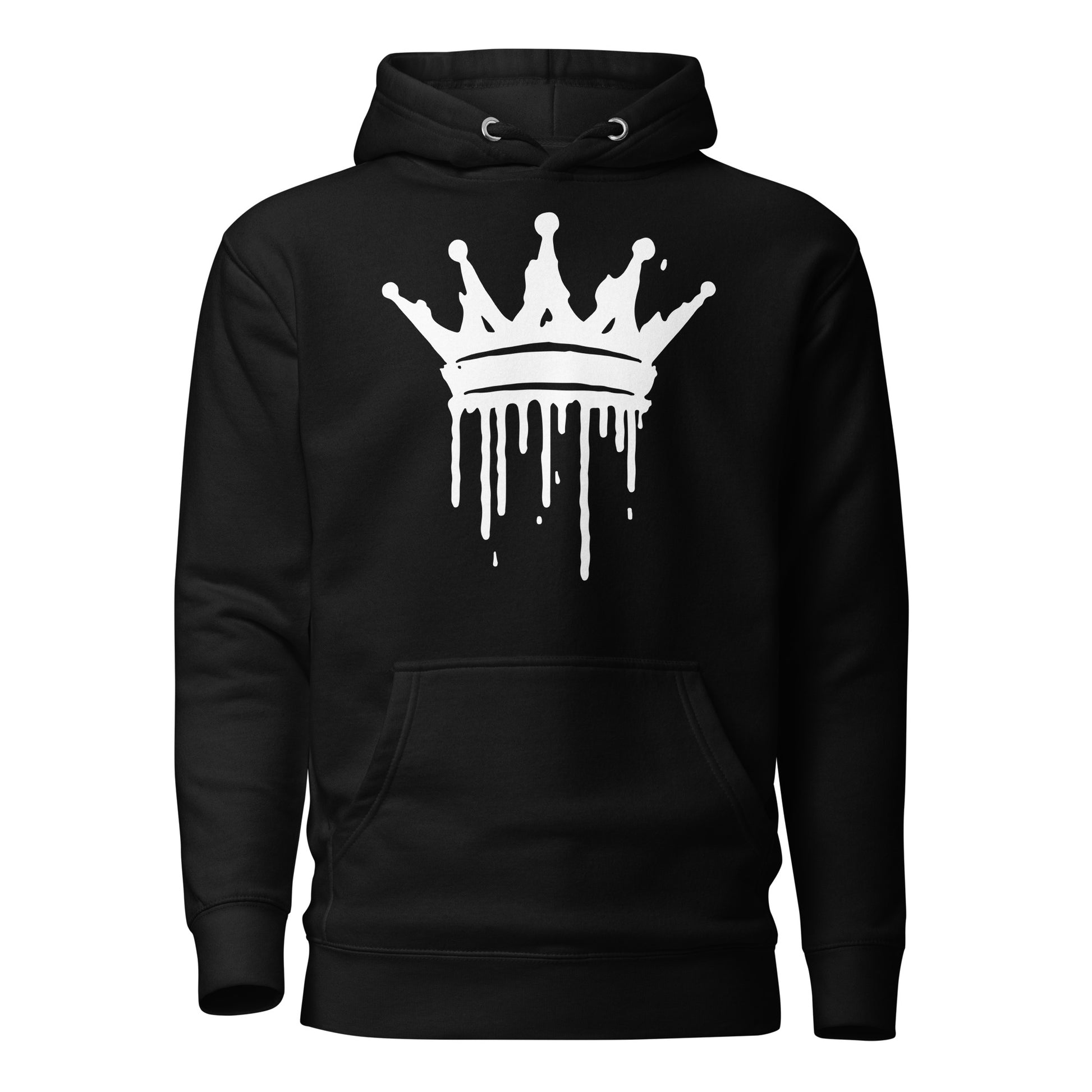 Black hoodie with a white star logo on a white background