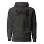Green hoodie with a skull design on a white background