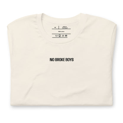 NO BROKE BOYS Black Embroidered Unisex t-shirt