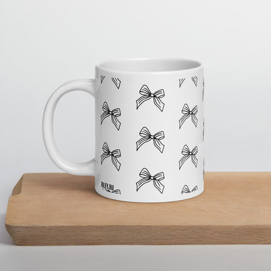 RILEY RU Sketched Bow - White glossy mug