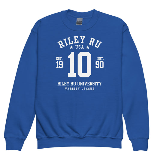 blue sweatshirt with a white on a white background